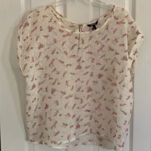 NWOT BUFFALO Sheer White & Rose Top